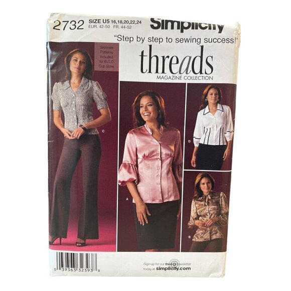 Simplicity Sewing Pattern 2732 Blouse Top Shirt Misses Size 16-24 - Picture 1 of 2